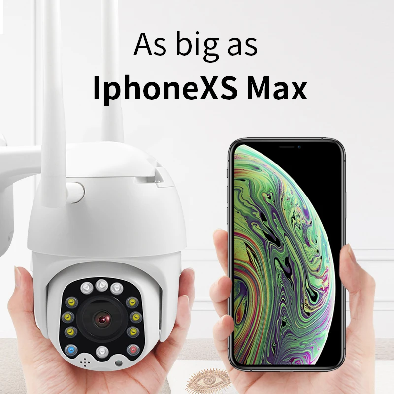 Купольная камера видеонаблюдения H.265X поворотная PTZ 1080 пикселей есть поддержка WiFi