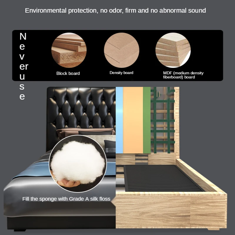Американская Кожаная легсветильник роскошная кровать в скандинавском стиле