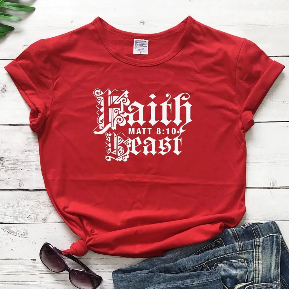 

Футболка женская из чистого хлопка, с надписью Faith Beast