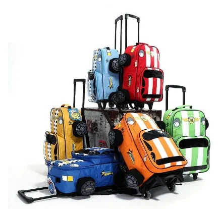 3D школьный ранец в автомобиле для начальной школы с колесами, автомобильная школьная сумка-тележка с колесами для мальчиков, вращающаяся де...