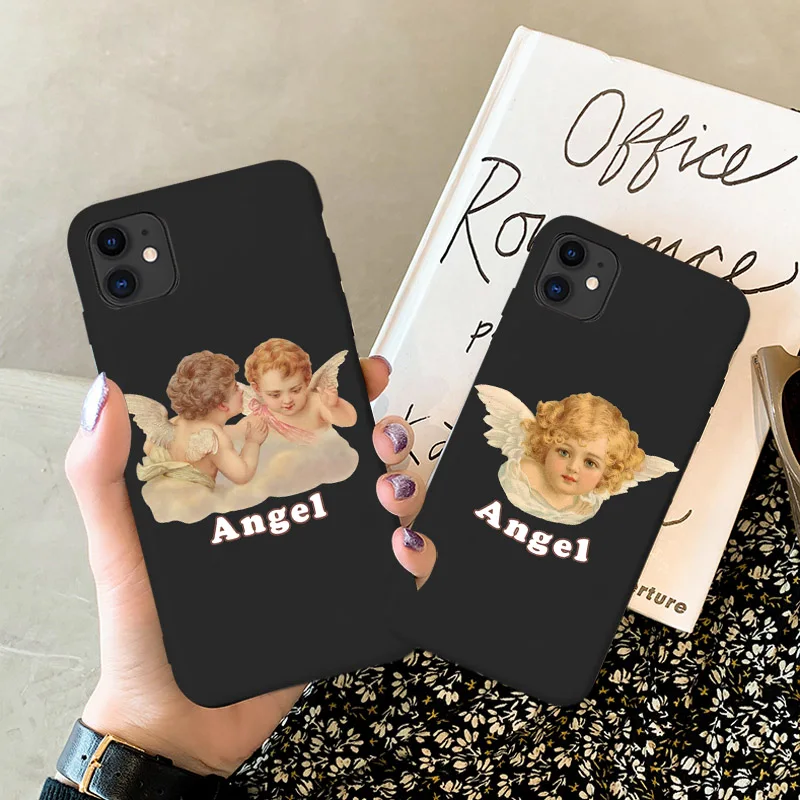 

New SE 2020 Case TPU Silicone Rubber Phone Case Cover for IPhone 12 11 Pro 7 8 Plus X Xs Max XR Clouds Clow Angels Back Cover