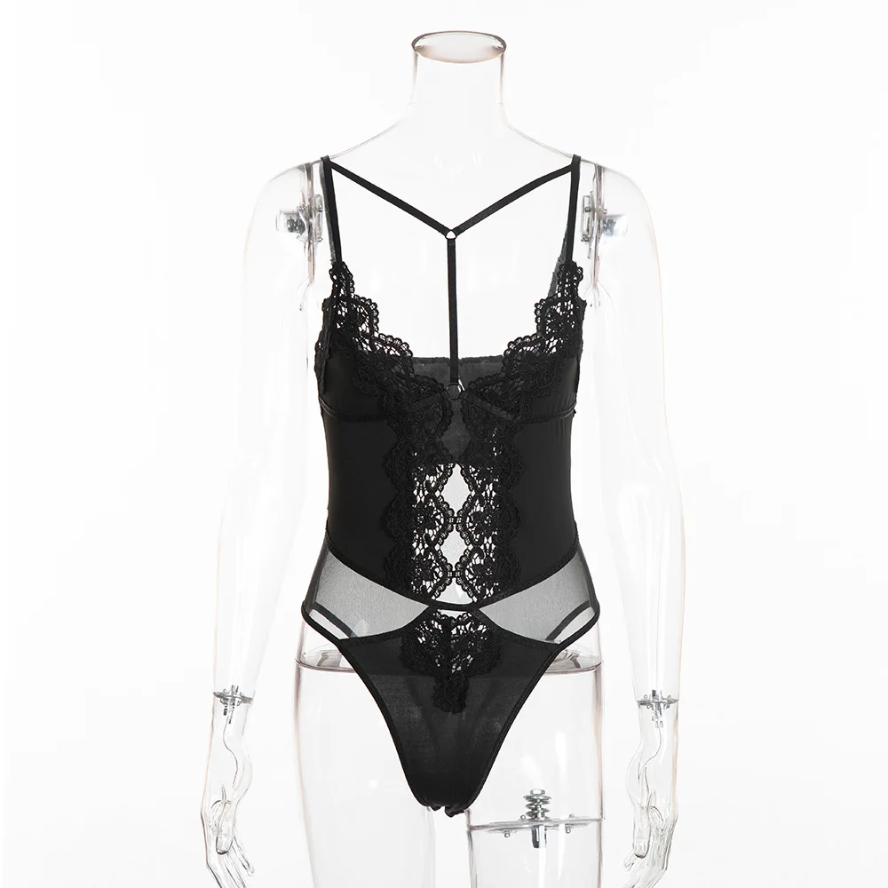 

Women Lingerie Bodysuit Lace See Through Teddy Babydoll Exotic Langerie Backless Jumpsuit Body Suit Transparent Bra Sexy Costume
