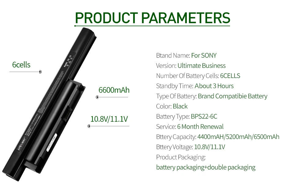 4400 мАч 6Cell Аккумулятор для ноутбука SONY BPS22 VGP-BPS22 VGP-BPS22A для VAIO EA45FG/B EA1Z1E EA27EC VPC-E1Z1E VPC-EA1 EA16E EA1S