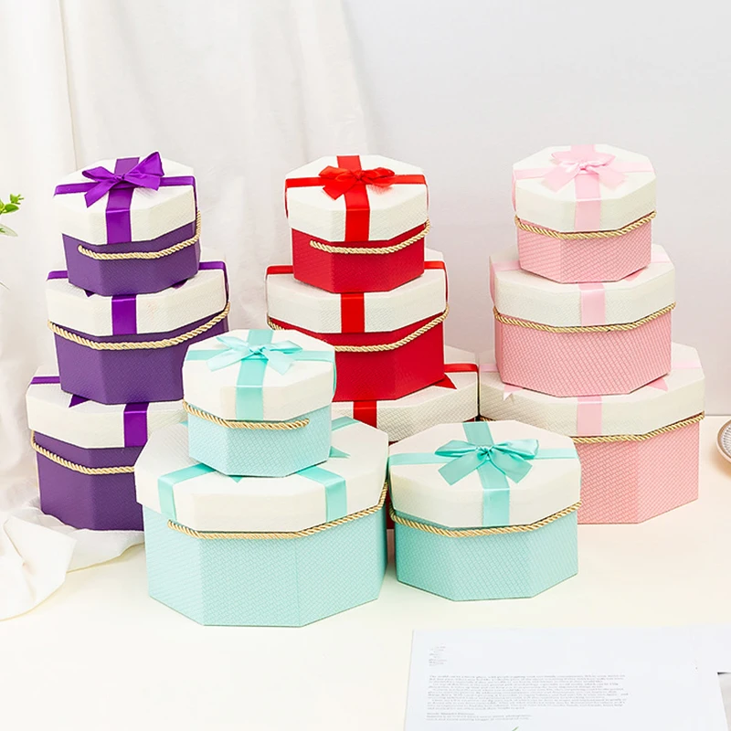 

3Pcs/Set Creative Packaging Gift Box Octagon Jewelry Candy Storage Boxes Valentine's Day Birthday Party Wedding Gift Box