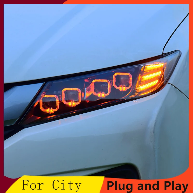 

KOWELL Car Styling Headlights for Honda City Headlight 2015 2016 2017 LED Headlights LED DRL LED Matrix Lens turn light