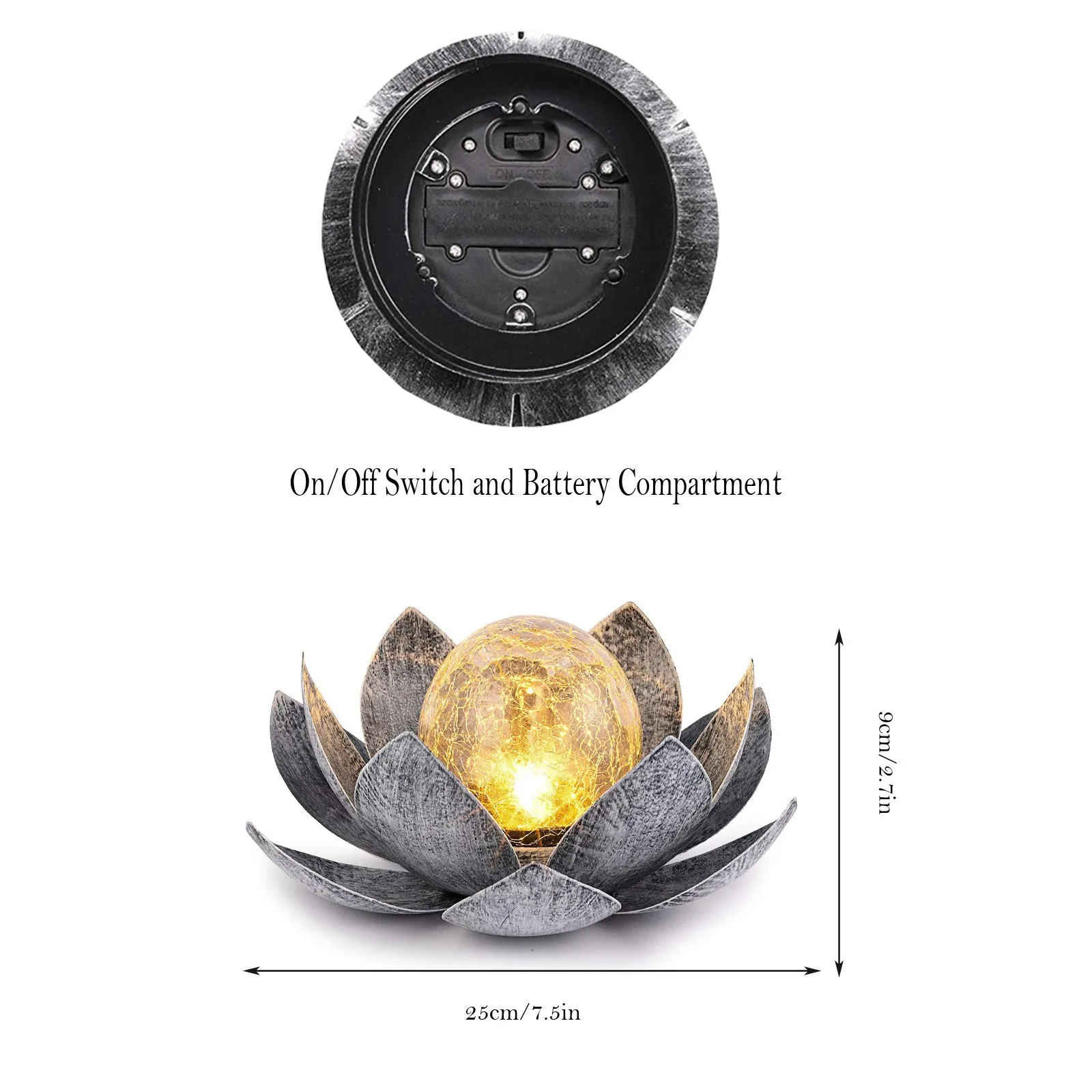 

25@ Meta Flower Lamp Decor Cracked Glass Ball Waterproof Warm Yellow Led For Outdoor Indoor Decoration Outdoor Suitable