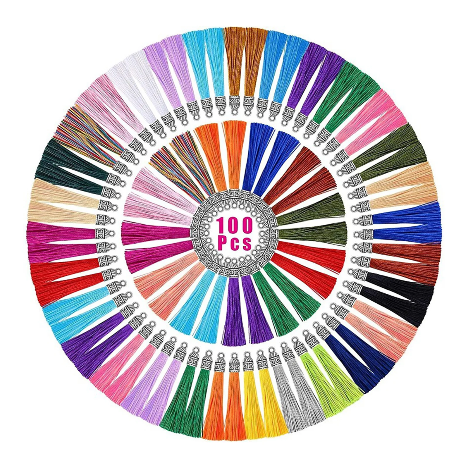 

100 PCS Colored 60mm Tassel Pendant Crafts DIY Keychain Purse Jewelry Necklace Earrings Charms Supplies Accessories Gift