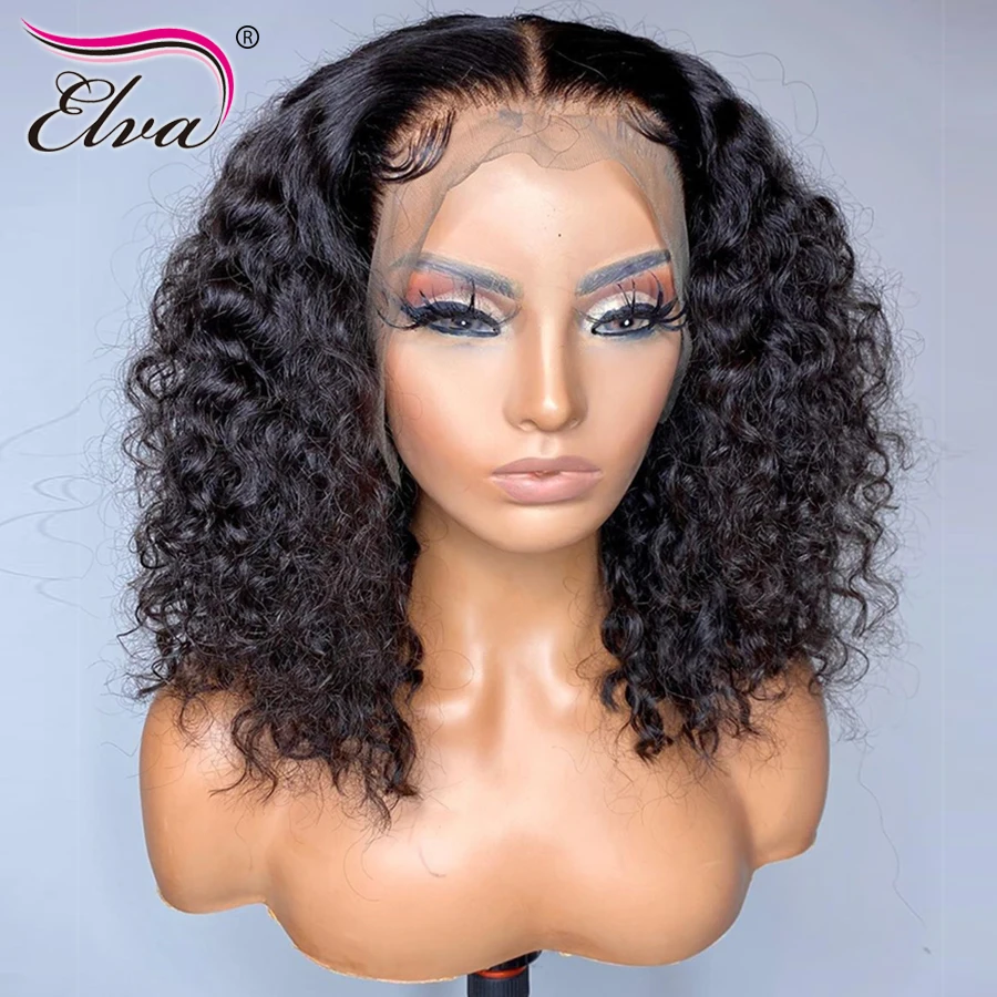 Вьющиеся передние парики из человеческих волос на сетке предварительно