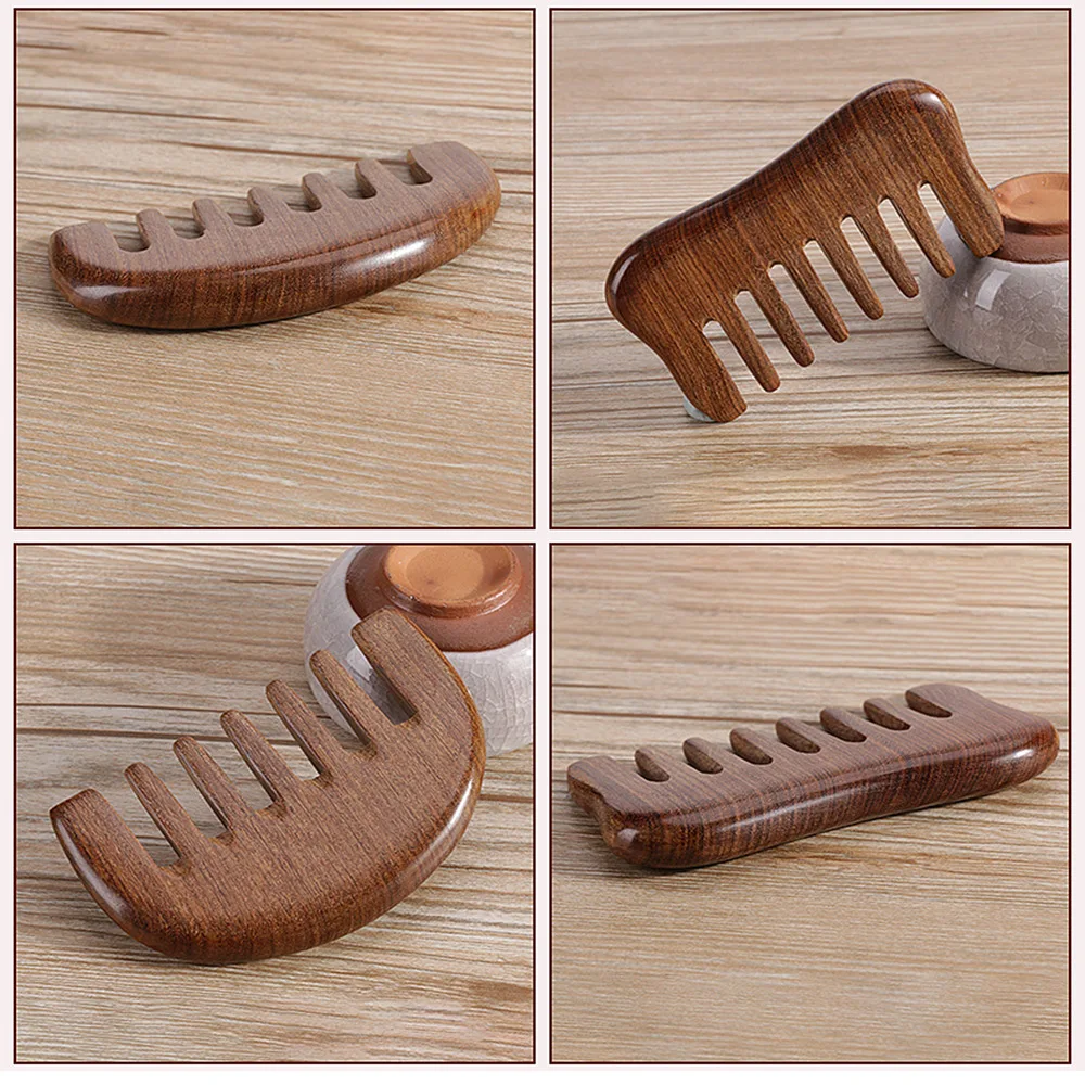 Natural Sandalwood Message Comb use for hair extensions High-End Wooden Wide-tooth Hair customizable comb | Дом и сад
