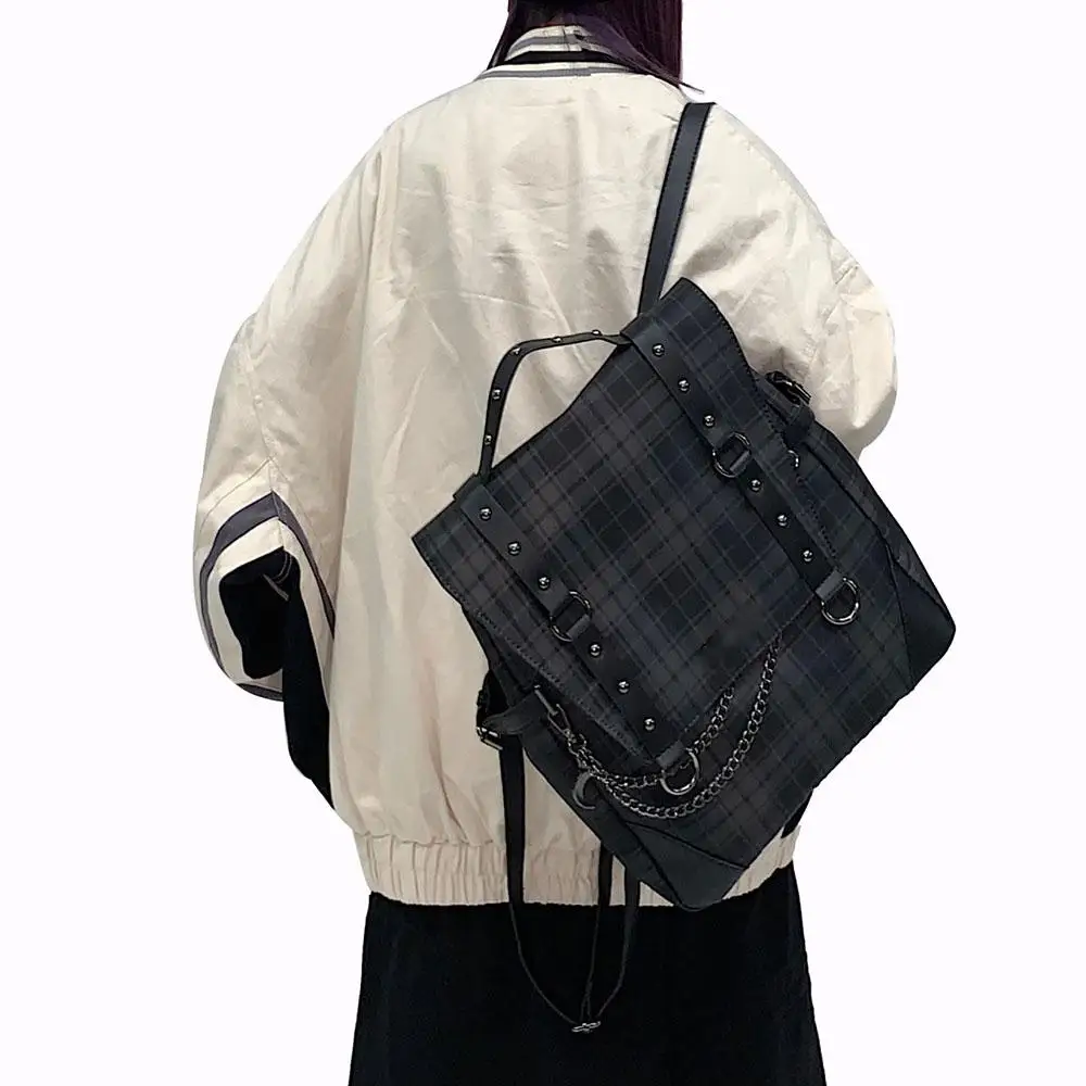 

2020 Unisex Plaid Nylon Female Travel Daypack Vintage Backpack Book Schoolbags Feminina School Casual Rucksack Women Bag Rugzak