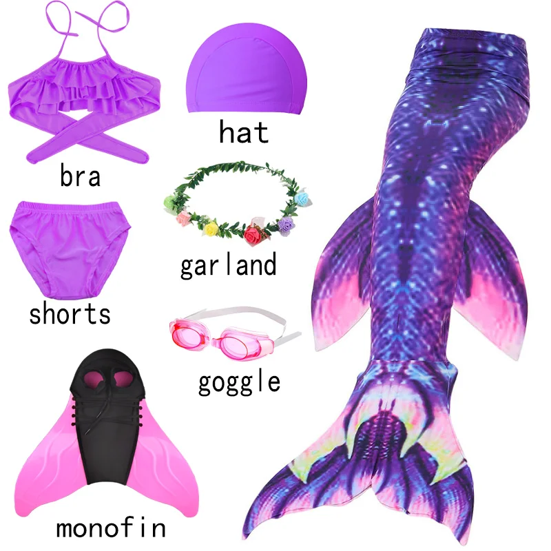 Детский купальный костюм с хвостом Русалочки платье принцессы для косплея