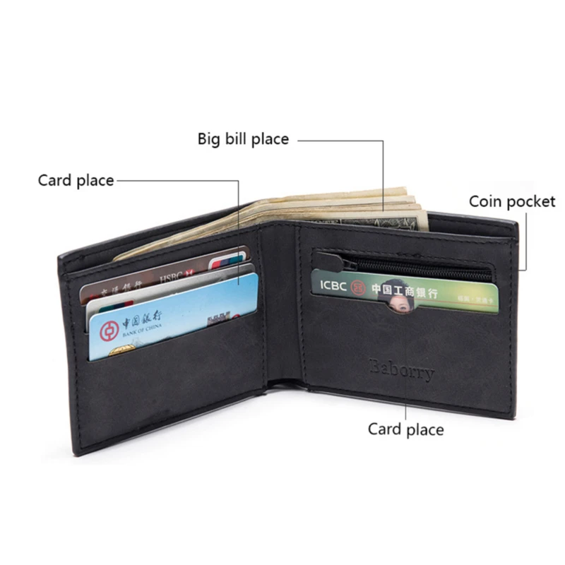 

Vintage Men Wallet PU Leather Short Hasp Purse Coin Pouch Multi functional Male Cards Holder