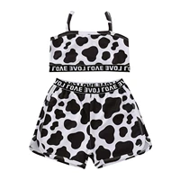 pudcoco 1 6t 2pcs toddler baby girls boys sleeveless cow pattern zebra letter print vest topsshorts pants clothes set sleepwear