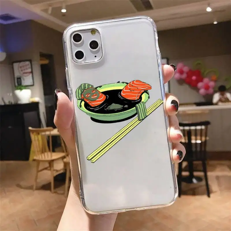 

Cute cartoon sushi Phone Case Transparent soft For iphone 5 5s 5c se 6 6s 7 8 11 12 plus mini x xs xr pro max