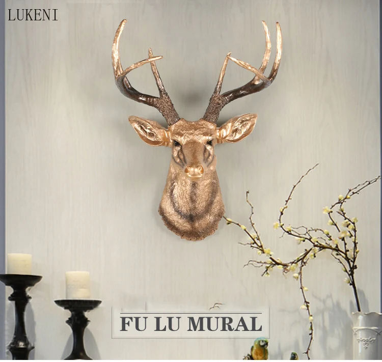 Американская реалистичная настенная подвеска головы оленя из смолы для домашнего украшения - лучший подарок в магазине.