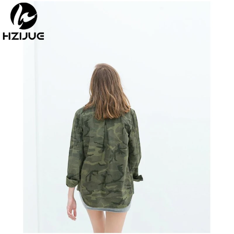 HZIJUE 2018 модная одежда с длинными рукавами chaqueta militar пальто Для женщин зеленые