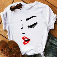 cool makeup print t shirt womens clothing white sexy casual tshirt femme summer fashion tops tee shirt female harajuku shirt