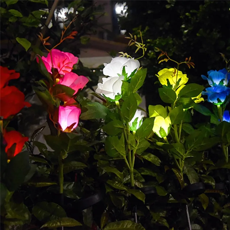 

3 Head Waterproof Solar Flower Light Rose Flower Lamp Led Solar Light Garden Decor Outdoor Landscape Lawn Lamp Patio Yard Light