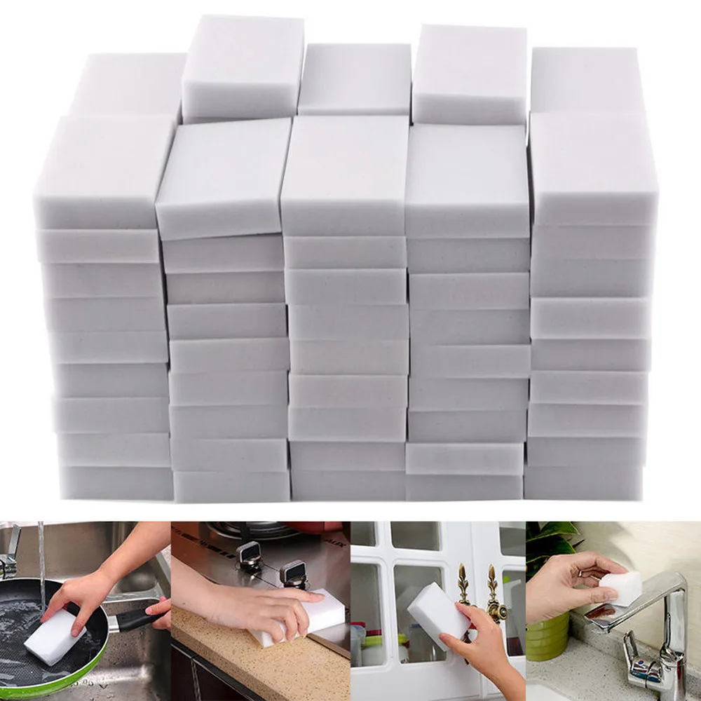 

50pcs/lot Melamine Sponge Magic Sponge Eraser High Density Eraser Multi-functional Bathroom Kitchen Cleaning Sponges Wholesale