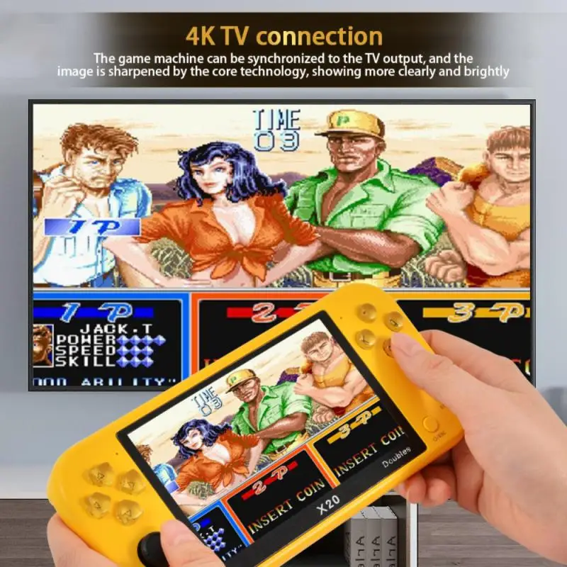 

Handheld Arcade Retro HD Video Game Console 8GB Built Game X20 Game Console Game Console 5.1 Inch Double Rockers