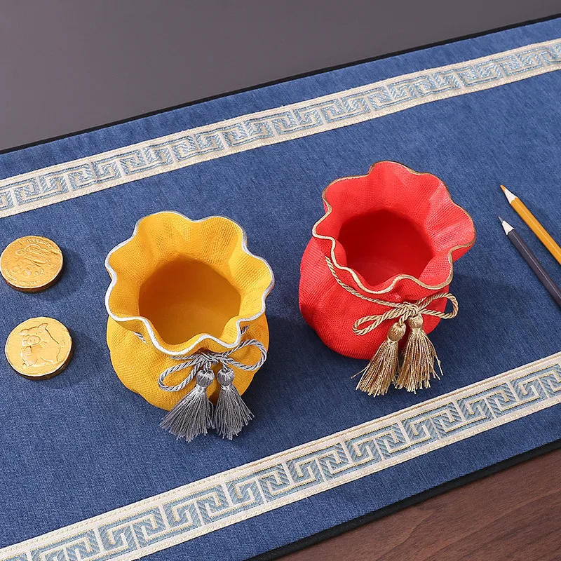 

Lucky Bag Pencil Vase Storage Box Chinese Style Multifunction Home Organizer Box Living Room Entryway Home Decor A1830