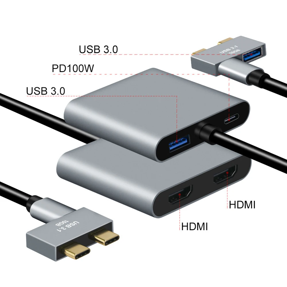 Адаптер USB-преобразователь док-станция Type-C в HDMI-совместимый USB 3 0 100 Вт PD адаптер
