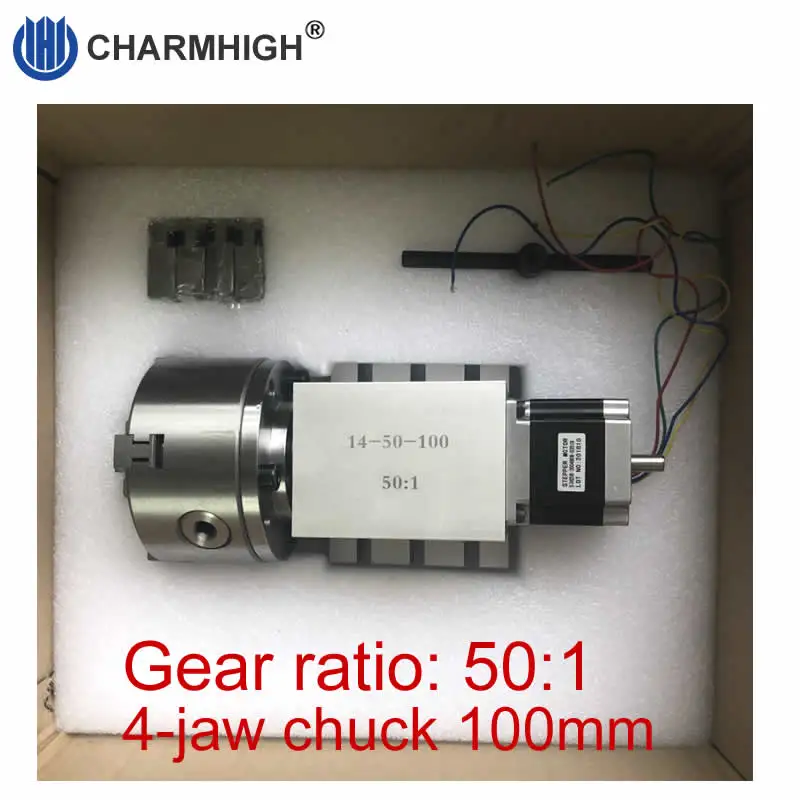 Бесплатная доставка передаточное число 50:1 4 осевая кулачковый патрон 100 мм с ЧПУ