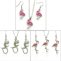 jinglang gecko pendant for women elegant party gift fashion wedding bridal costume animal necklace and earrings jewelry set