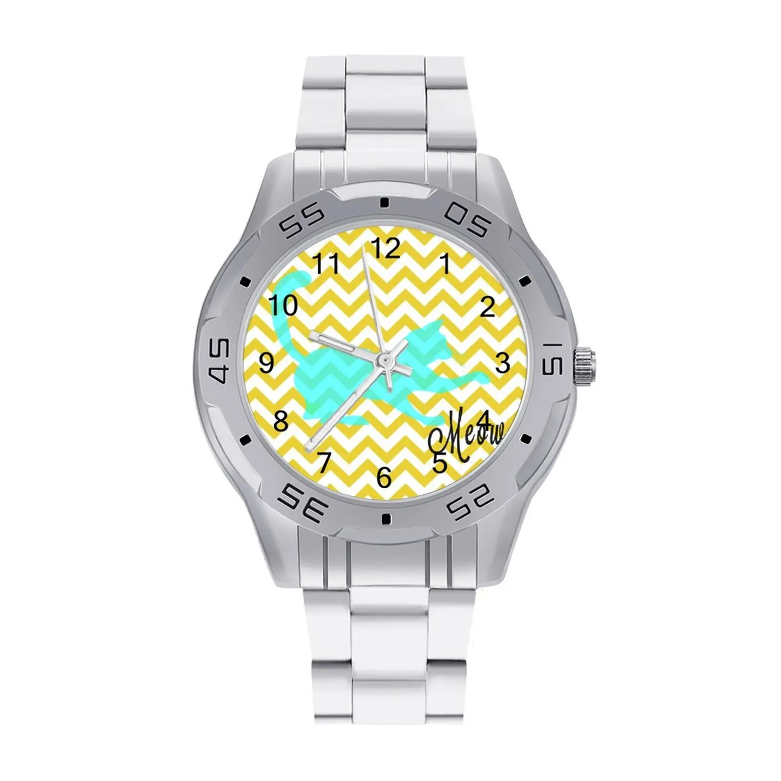

Meow Quartz Watch Stainless Design Wrist Watch Men Gym Fancy Photo Wristwatch