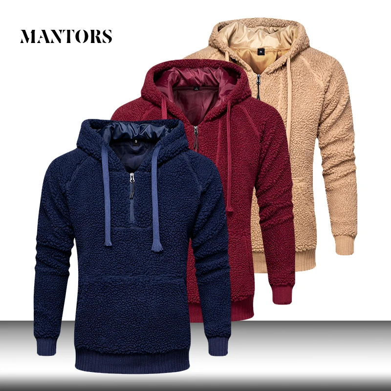 Новинка мужские толстовки теплая флисовая однотонная повседневная куртка с