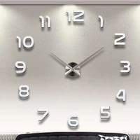 large 3d diy wall clock modern design silent big digital acrylic self adhesive wall clock sticker for living room decor