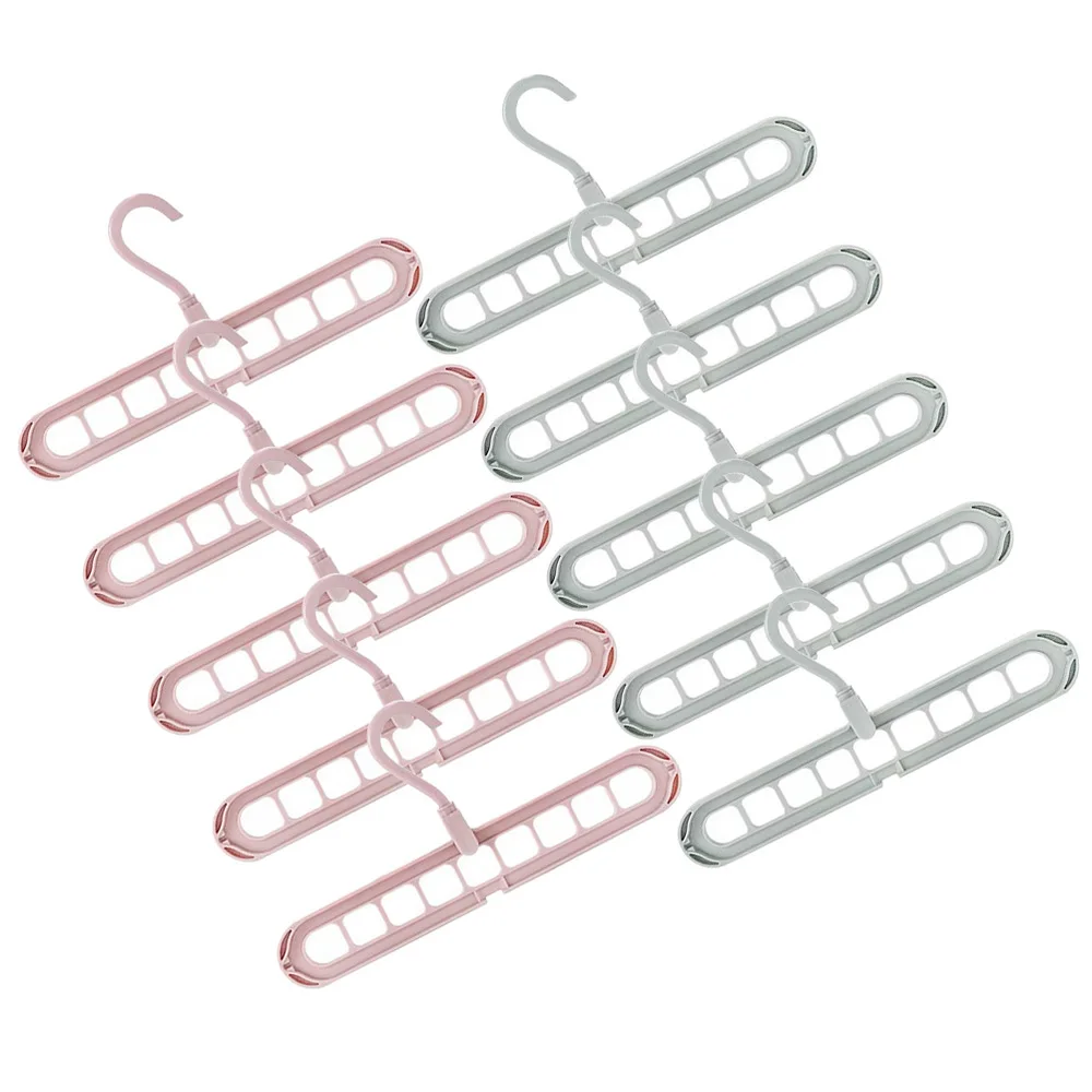 

10PCS Multifunctional Storage Hangers Rotatable Hangers Anti-Slip Space-Saving Clothes Drying Racks for Home Hotel (Random Color