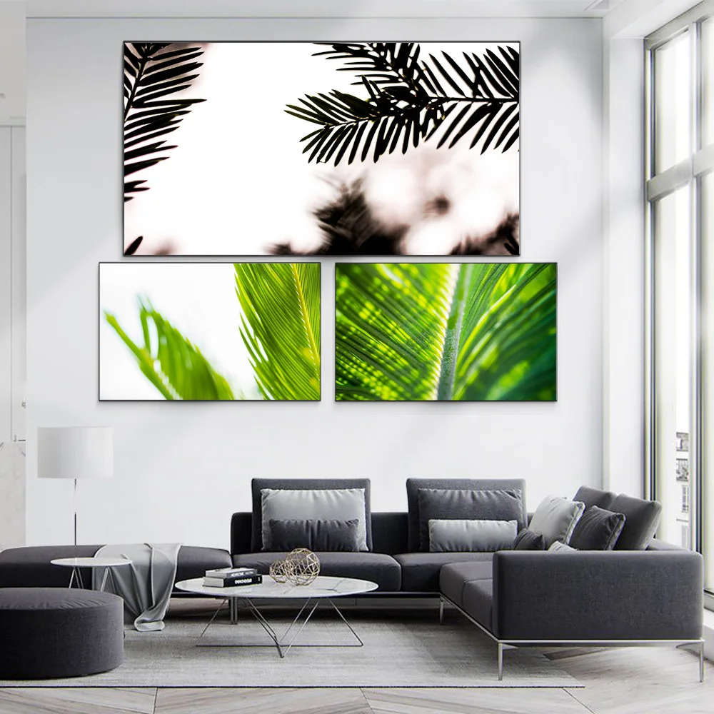 

Green fan leaf plant landscape oil painting art canvas painting living room office corridor bar home decoration mural