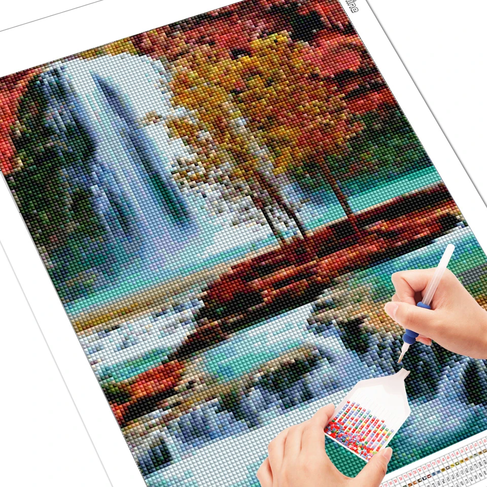 Алмазная живопись пейзаж Стразы 5D алмазная вышивка водопад крестиком из бисера