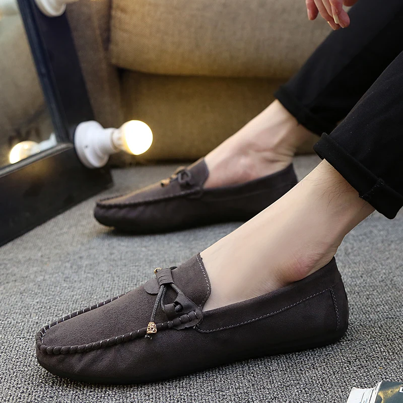 Туфли мужские замшевые без шнуровки элегантные Мокасины классические