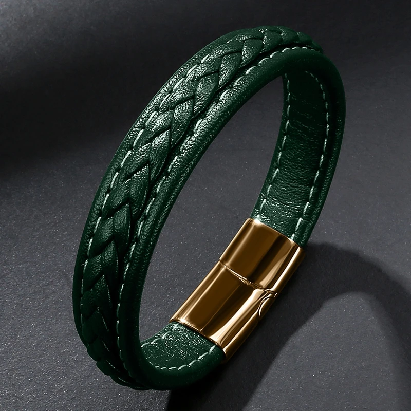 Мужской плетеный кожаный браслет MOZO модный ручной работы из нержавеющей стали с