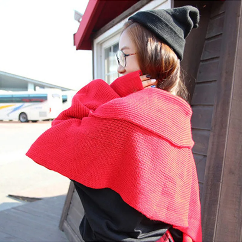 Модная Осенняя Женская Вязаная Шерстяная накидка пальто шаль свободный зимний