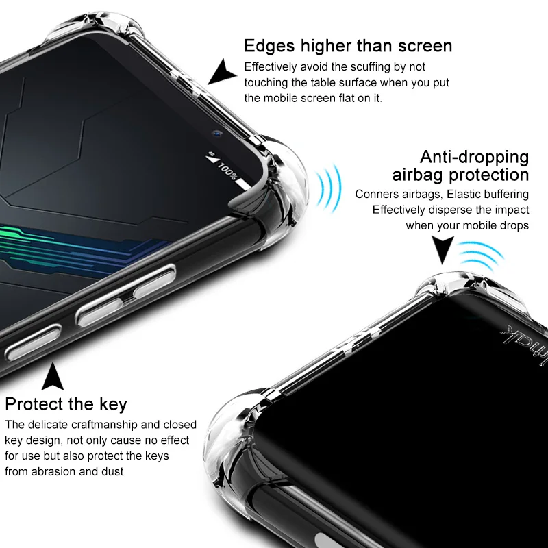 Черный Shark2 Black3 3 S чехол с кристаллами Black Shark 2 IMAK прозрачный силиконовый для Funda