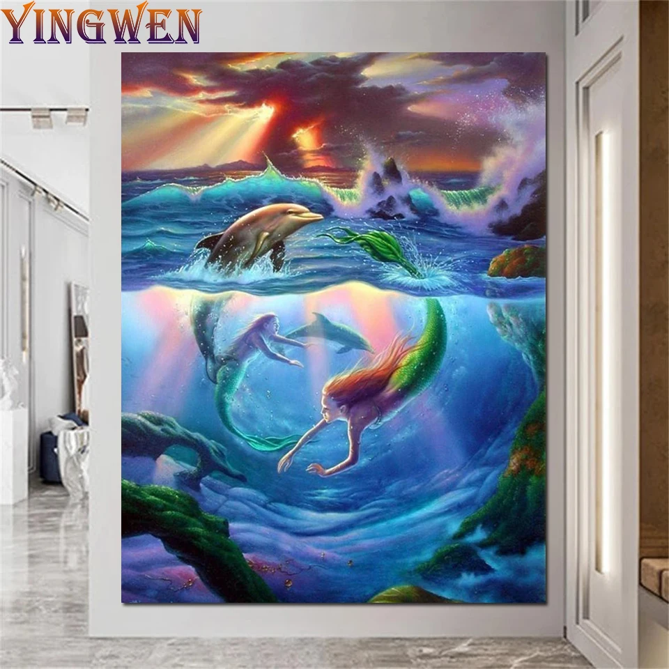 

5d Full Diamond Painting Mermaid Diamond Mosaic Icons Fantasy Embroidery Rhinestone DIY Home Decoration Gifts For The New Year