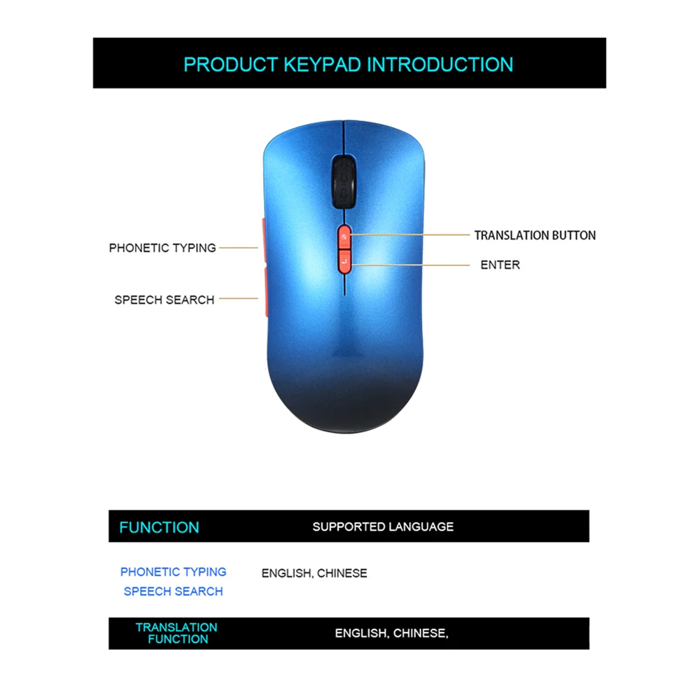 

1200DPI 2.4G Wireless Mouse AI International Voice Mouse English Speech Translate mice for Windows 7 Computer Laptop office