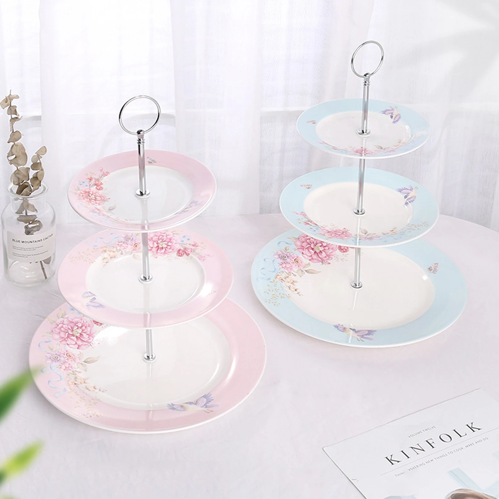 

Керамический поднос для закусок с тремя слоями большой емкости, многофункциональная Фруктовая тарелка в фермерском европейском стиле