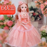 60cm large fashion girl doll toy simul moveable jointed 3d eyes long wig hair beautiful princess baby diy birthday gift toy