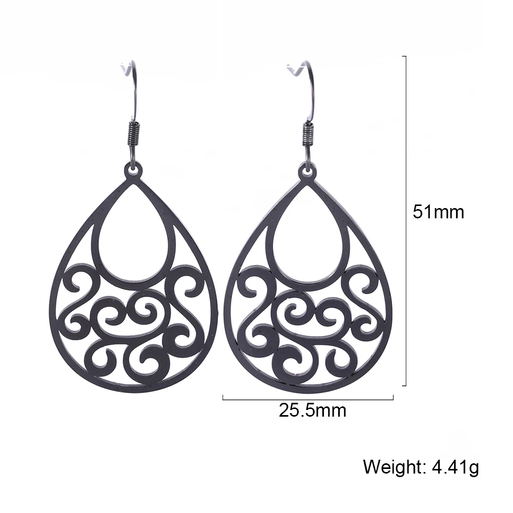 

Lucktune Hollow Pattern Drop Earrings Stainless Steel Vintage Flower Wedding Women Bohemia Dangle Earrings Jewelry Accessories