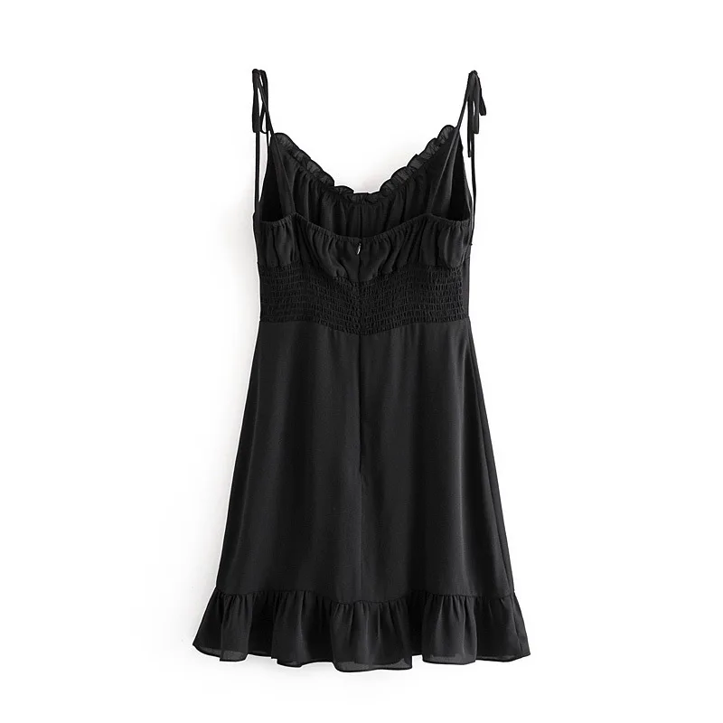 

Summer Sexy Mini V Neck Spaghetti Strap Dress Women Black Green Casual Vintage Elegant Bodycon Beach Party Dress Boho Robe 2021