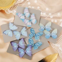 2pcsset sweet colorful butterfly hairpin cool girl barrette women vintage hair ornament retro headband fashion hair accessories