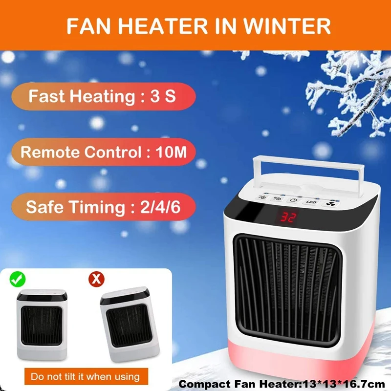 

Portable Electric Heater Adjustable Thermostat, Indoor Space Heater with Overheat Protection with Carry Handle,US Plug