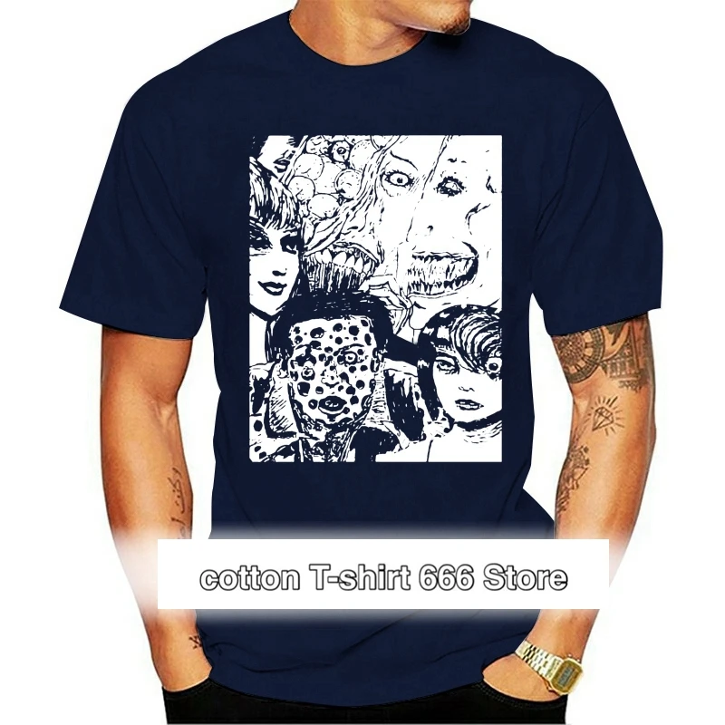 

Camiseta с принтом JUNJI ITO para hombre, ropa para parte superior masculina