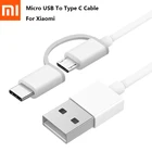 Оригинальный кабель Xiaomi 2 в 1 с Micro USB на Type C, кабель для быстрой зарядки и синхронизации данных для Mi 8 6 A1 A2 lite Redmi pro Note 5 6 Pro Huawei