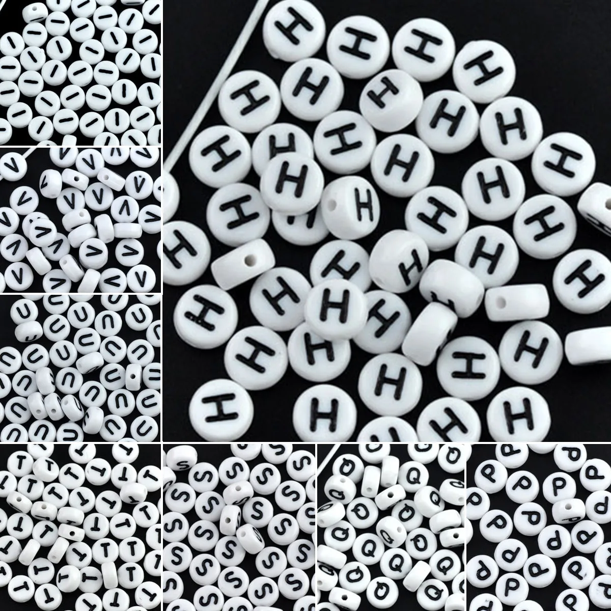 

Acrylic Spacer Beads Round White Mixed Alphabet/ Letter "A-Z" Jewelry Bare MaimgAbout 7mm Dia, Hole: Approx 1mm 520 PCs