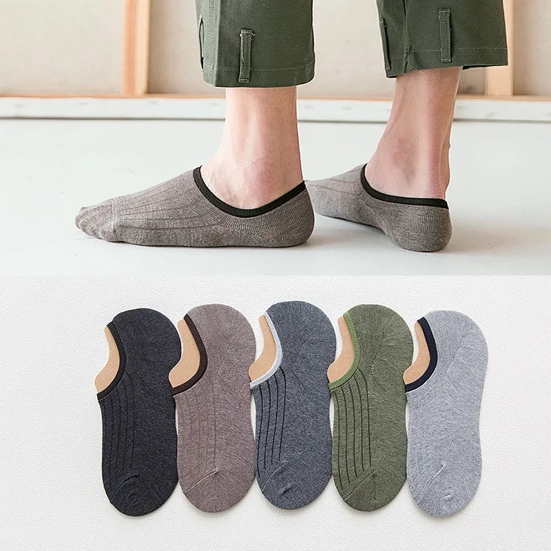 10pcs=5 Pairs Spring Summer Men cotton Ankle Socks Men's Business Casual Short Socks Male invisible socks silicone anti - skid